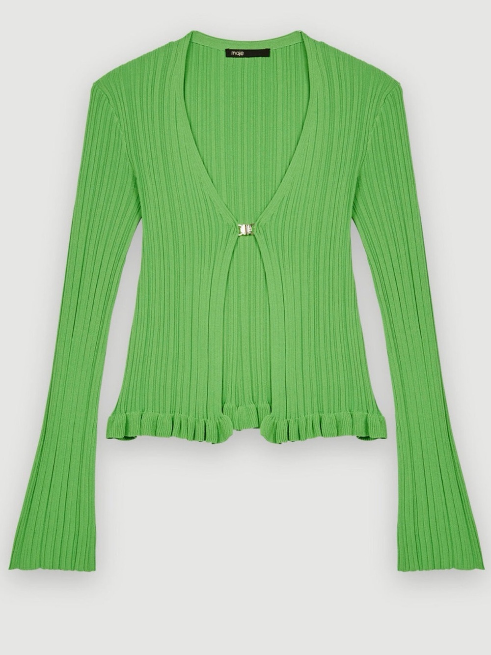 Maje Ribbed and Raffled knitted Cardigan